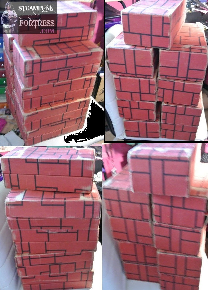 VINTAGE LOT SET OF 9 RED FIREPLACE BRICKS CARDBOARD 1950S ERA CHRISTMAS DISPLAY WINDOWS RETAIL