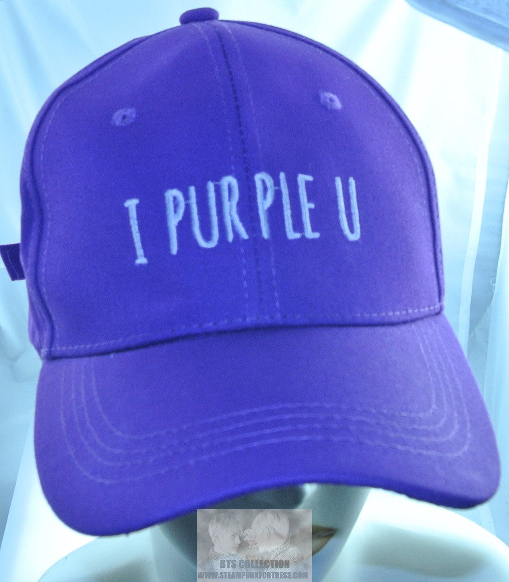 BTS HAT BASEBALL CAP PURPLE I PURPLE U WHITE STITCHED JUNGKOOK V JIMIN RM J-HOPE SUGA JIN