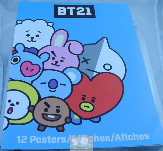 BTS BOOK BT21 12 POSTERS COOKY TATA CHIMMY KOYA MANG SHOOKY RJ VAN NEW OFFICIAL MERCHANDISE