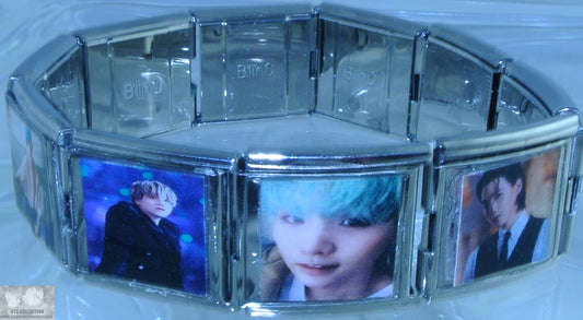 BTS BRACELET SUGA MIN YOONGI MEGA CHARM 10 LINKS IMAGES PHOTOS 8" LONG ADJUSTABLE