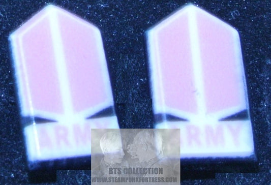 BTS EARRINGS PIERCED STUDS ACRYLIC PINK WHITE ARMY DOORS JUNGKOOK V JIMIN RM J-HOPE SUGA JIN