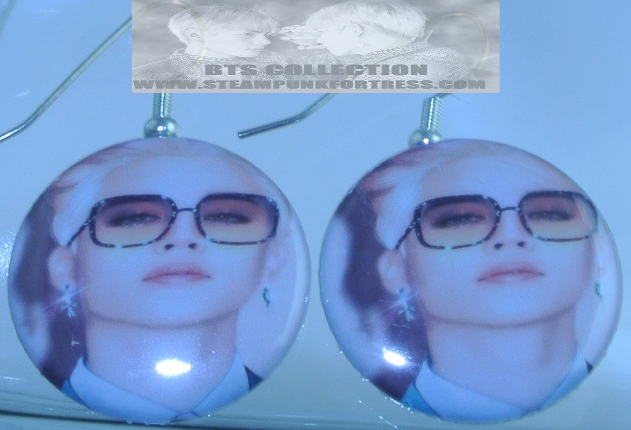 BTS BUTTON EARRINGS PARK JIMIN BUTTER RAINBOW HAIR SUNGLASSES PIERCED DANGLE DROP