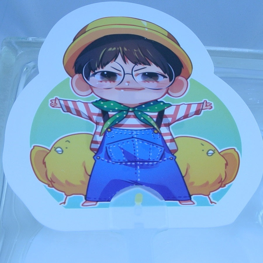 BTS PICKET FAN SLOGAN SIGN V KIM TAEHYUNG CHIBI 3RD MUSTER DAY 1 YELLOW BOWLER STRIPES OVERALLS