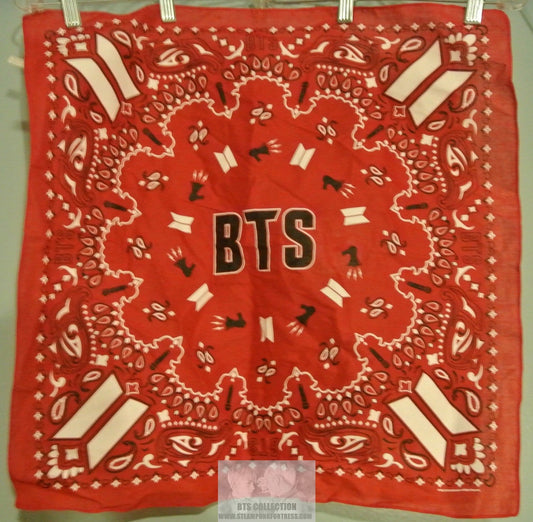 BTS BANDANA HANDKERCHIEF RED PAISLEY DOOR CORNERS JUNGKOOK V JIMIN RM J-HOPE SUGA JIN