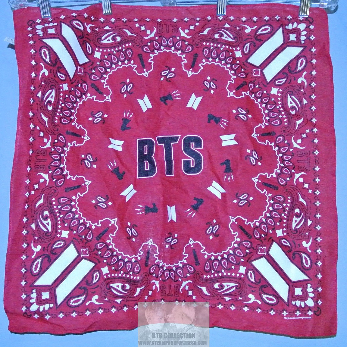 BTS BANDANA HANDKERCHIEF RED PAISLEY DOOR CORNERS JUNGKOOK V JIMIN RM J-HOPE SUGA JIN