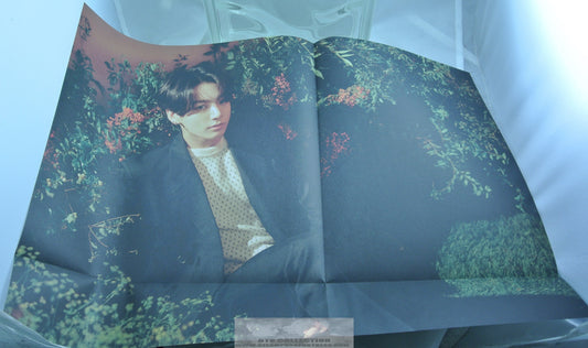BTS JUNGKOOK JEON FOLDED POSTER FLOWERS COLOR 20.25" X 14.5" HYBE INSIGHT LIMITED EDITION OFFICIAL MERCHANDISE