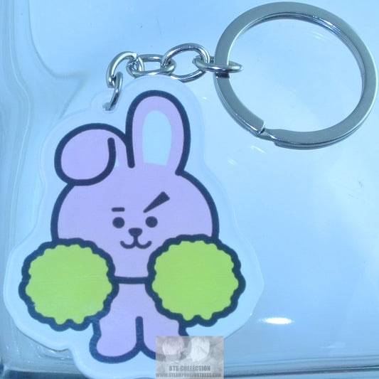 BTS KEYCHAIN ACRYLIC BT21 COOKY JEON JUNGKOOK POM POMS KEYRING KEY RING CHAIN