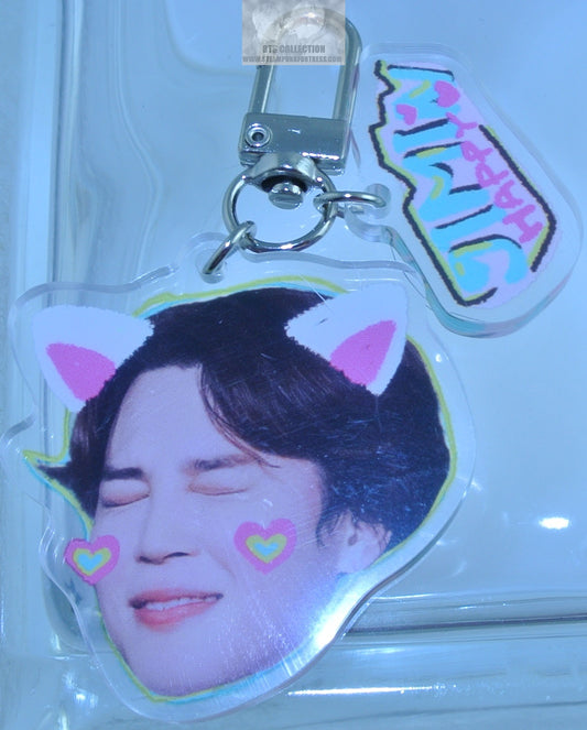 BTS KEYCHAIN KEYRING ACRYLIC PARK JIMIN 2 ACRYLIC CHARMS GRIMACE KEY CHAIN RING