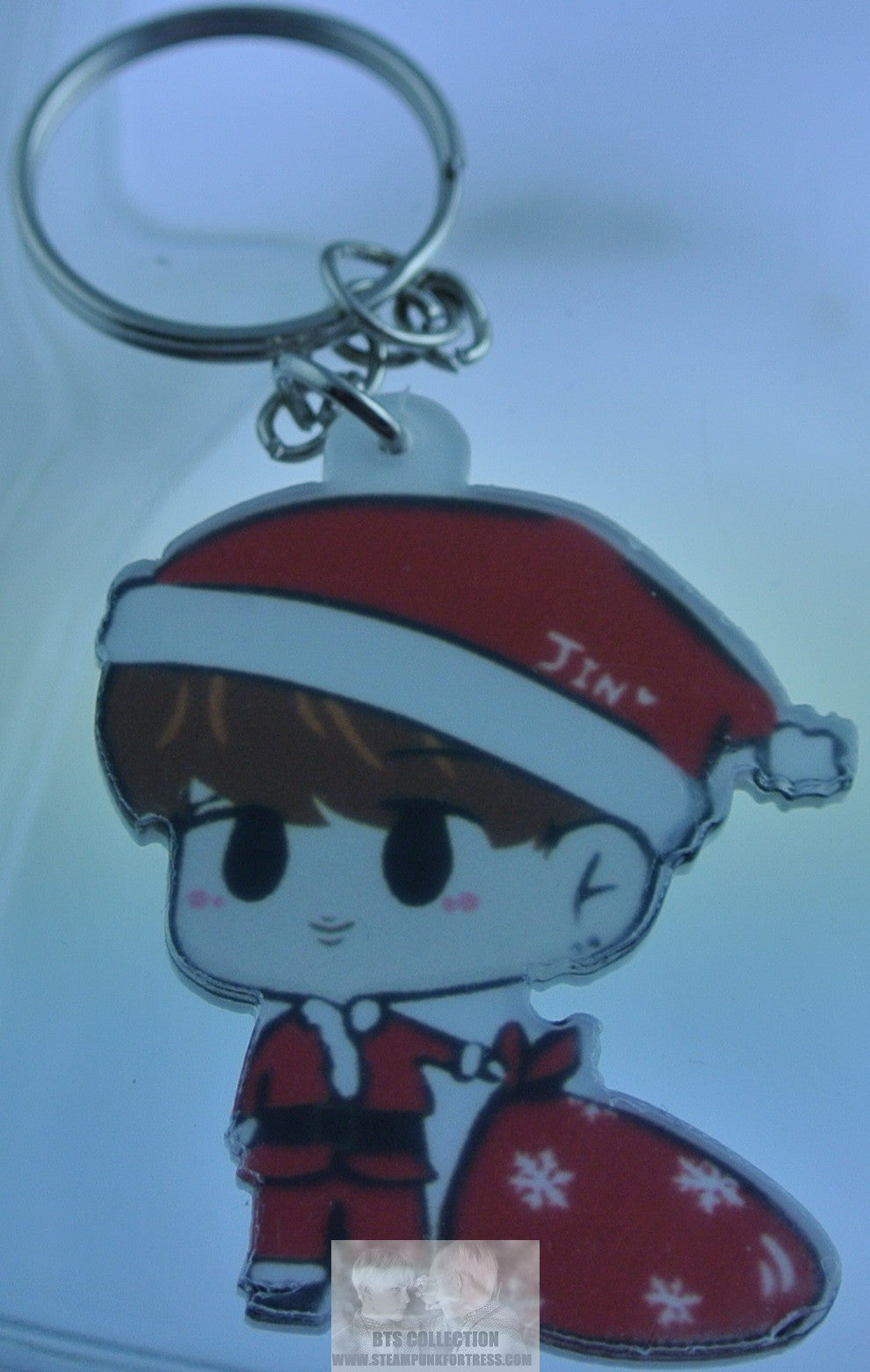 BTS KEYCHAIN ACRYLIC JIN KIM SEOKJIN SANTA ELF CHRISTMAS STOCKING STUFFER KEYRING KEY RING CHAIN