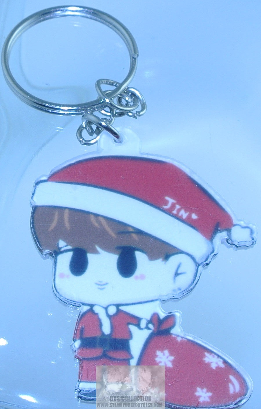 BTS KEYCHAIN ACRYLIC JIN KIM SEOKJIN SANTA ELF CHRISTMAS STOCKING STUFFER KEYRING KEY RING CHAIN