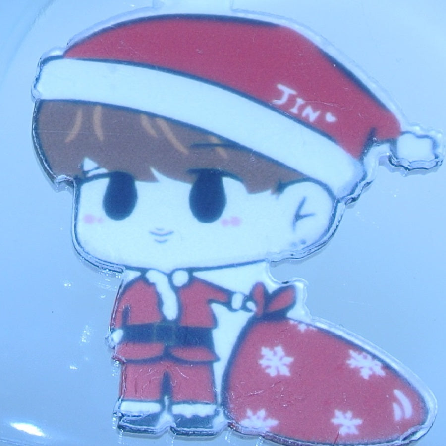 BTS KEYCHAIN ACRYLIC JIN KIM SEOKJIN SANTA ELF CHRISTMAS STOCKING STUFFER KEYRING KEY RING CHAIN