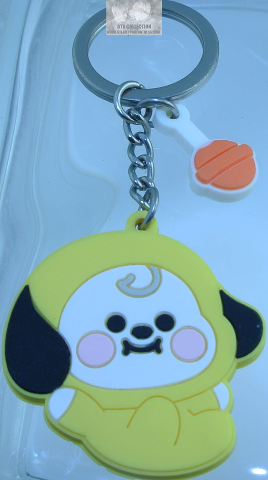BTS PARK JIMIN BT21 CHIMMY OFFICIAL SILICONE WITH ARMY BOMB CHARM KEYCHAIN KEYRING KEY RING CHAIN