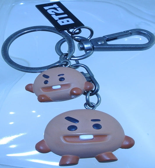 BTS KEYCHAIN BT21 SHOOKY SUGA MIN YOONGI SILICONE 2 FIGURES GUNMETAL CLASP OFFICIAL KEYRING KEY RING CHAIN