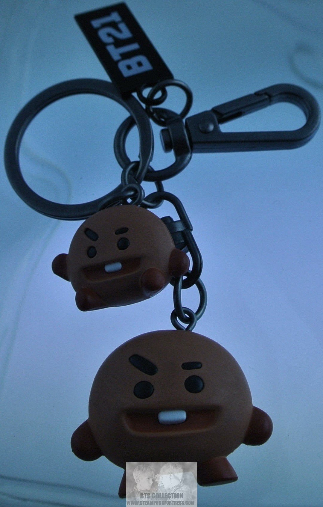 BTS KEYCHAIN BT21 SHOOKY SUGA MIN YOONGI SILICONE 2 FIGURES GUNMETAL CLASP OFFICIAL KEYRING KEY RING CHAIN