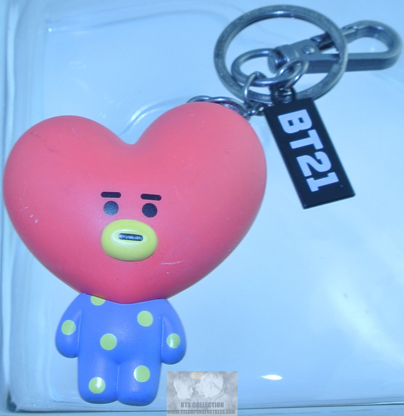 BTS KEYCHAIN BT21 TATA V KIM TAEHYUNG 3D OFFICIAL GUNMETAL CLASP KEY CHAIN KEYRING RING