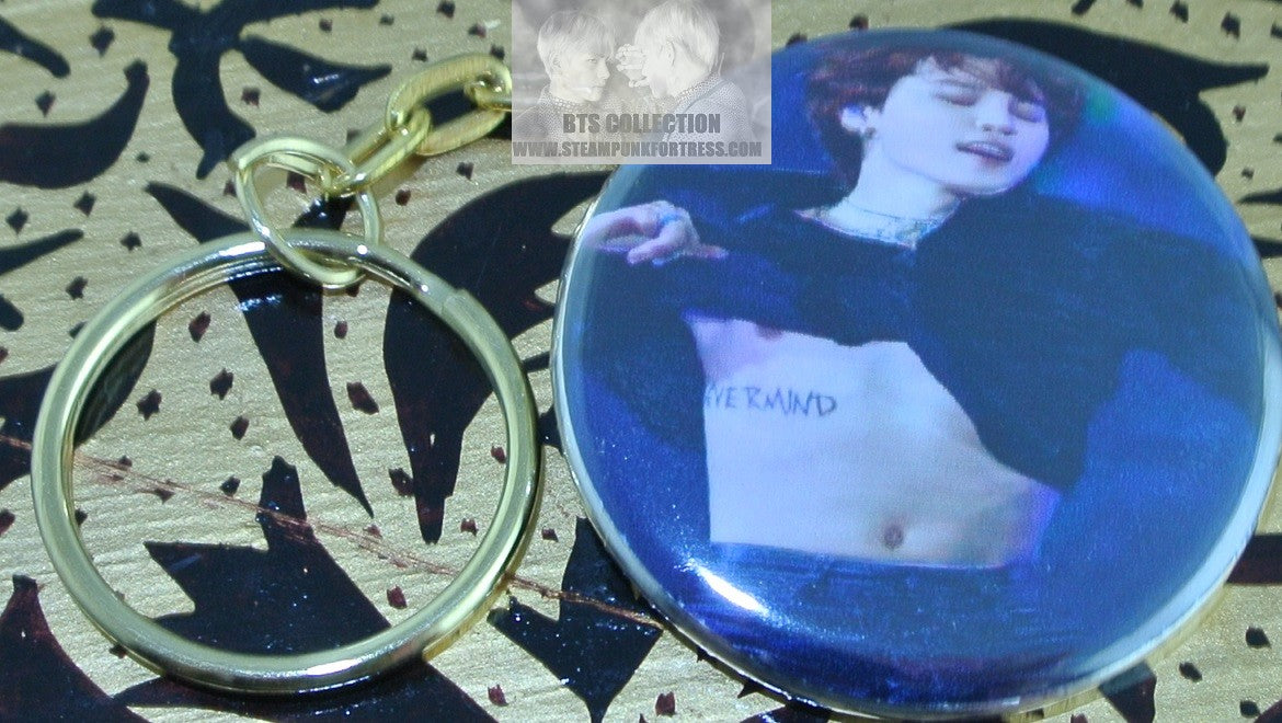 BTS BUTTON GOLD KEYCHAIN KEYRING PARK JIMIN BUSAN PERFORMANCE NEVERMIND TATTOO KEY CHAIN RING