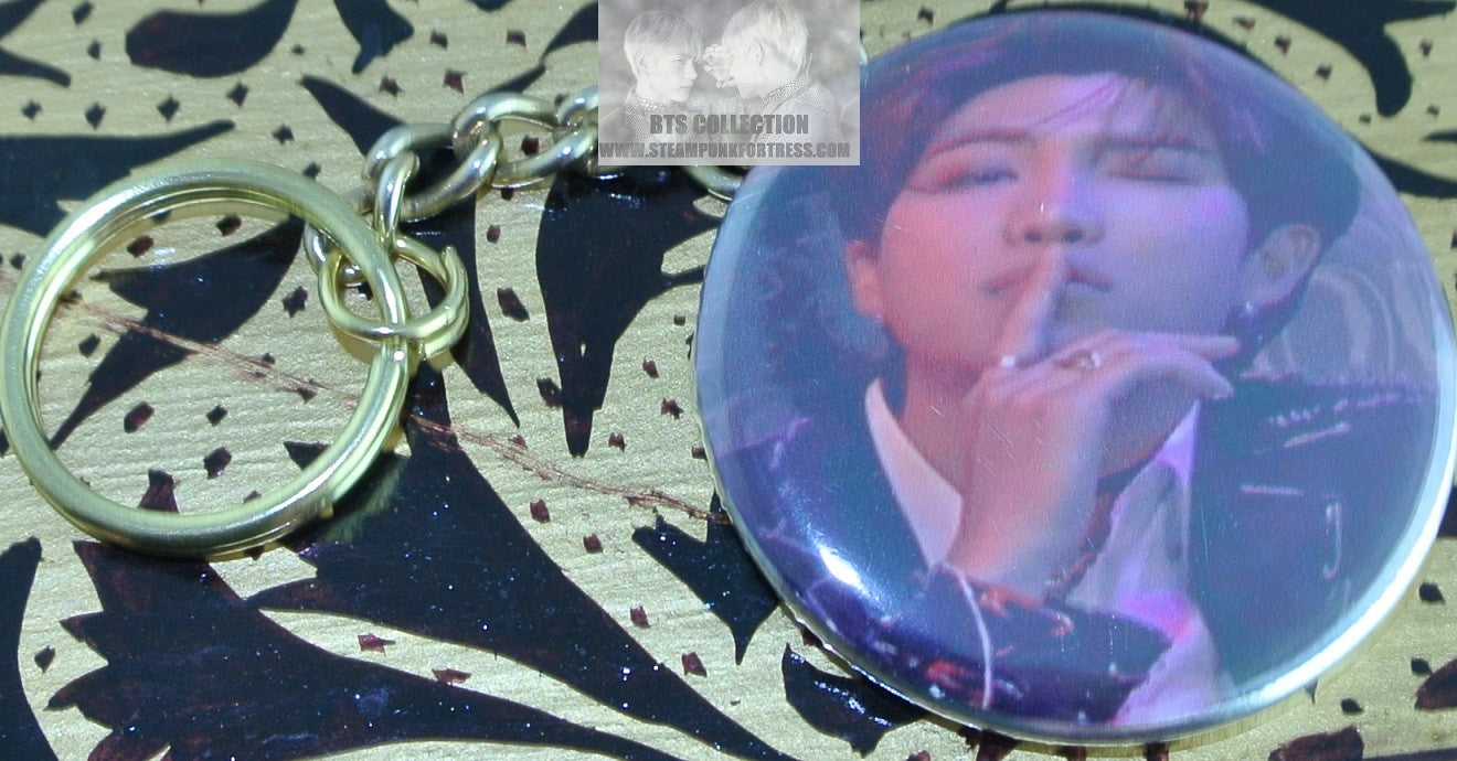 BTS BUTTON GOLD KEYCHAIN RM KIM NAMJOON SEXY SHHHH KEYRING KEY CHAIN RING