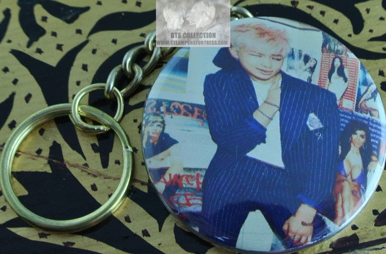 BTS BUTTON GOLD KEYCHAIN RM KIM NAMJOON WAR OF HORMONE KEYRING KEY CHAIN RING