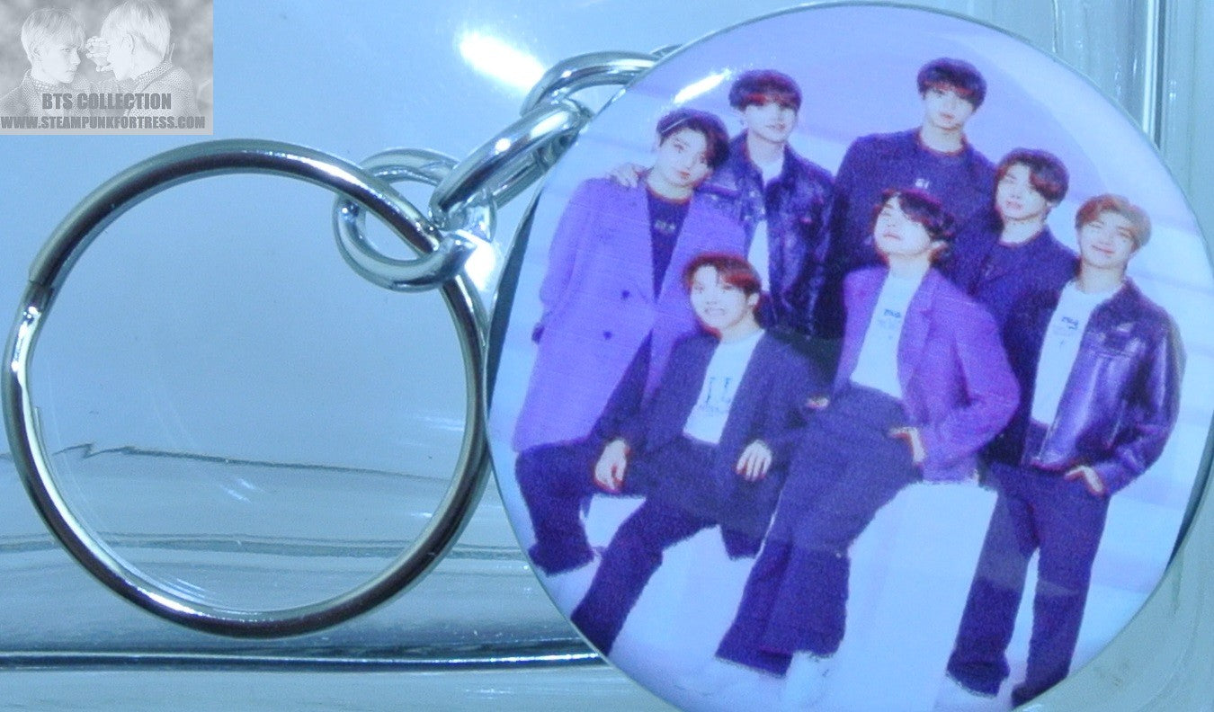 BTS BUTTON KEYCHAIN KEYRING GROUP PURPLE JUNGKOOK V JIMIN RM J-HOPE SUGA JIN KEY CHAIN RING