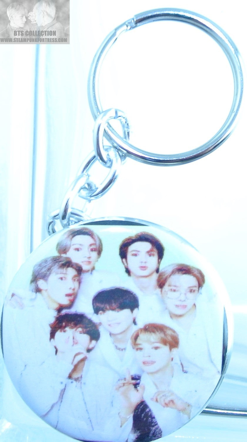 BTS BUTTON KEYCHAIN KEYRING GROUP WHITE SUITS JUNGKOOK V JIMIN RM J-HOPE SUGA JIN KEY CHAIN RING