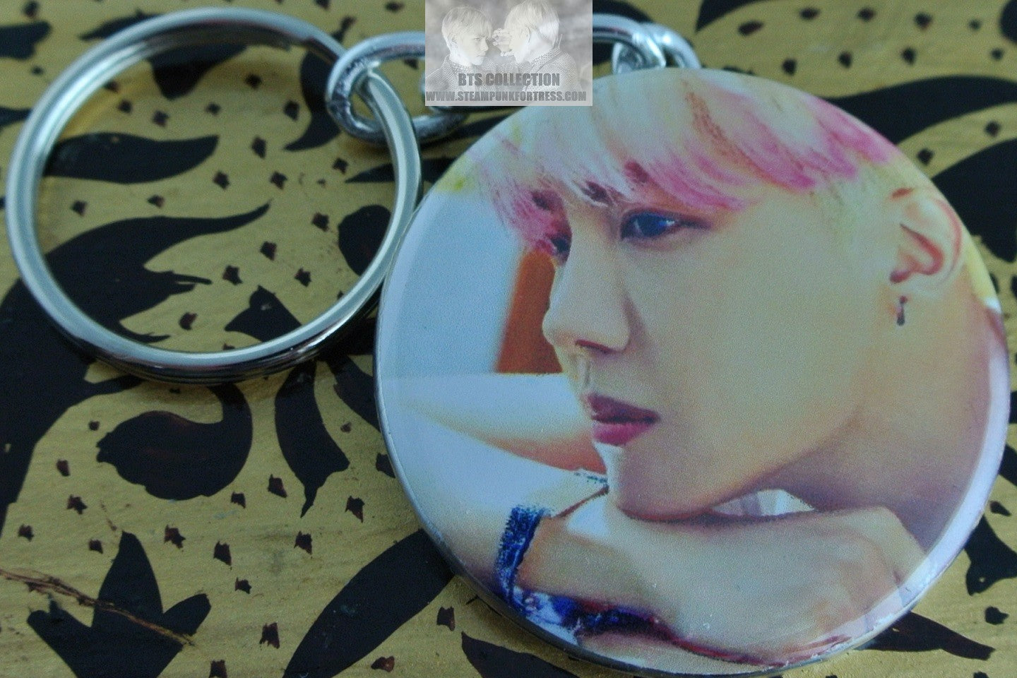 BTS BUTTON KEYCHAIN KEYRING JUNG HOSEOK J-HOPE HOBI PINK BLOND BUTTER PROFILE JHOPE KEY CHAIN RING