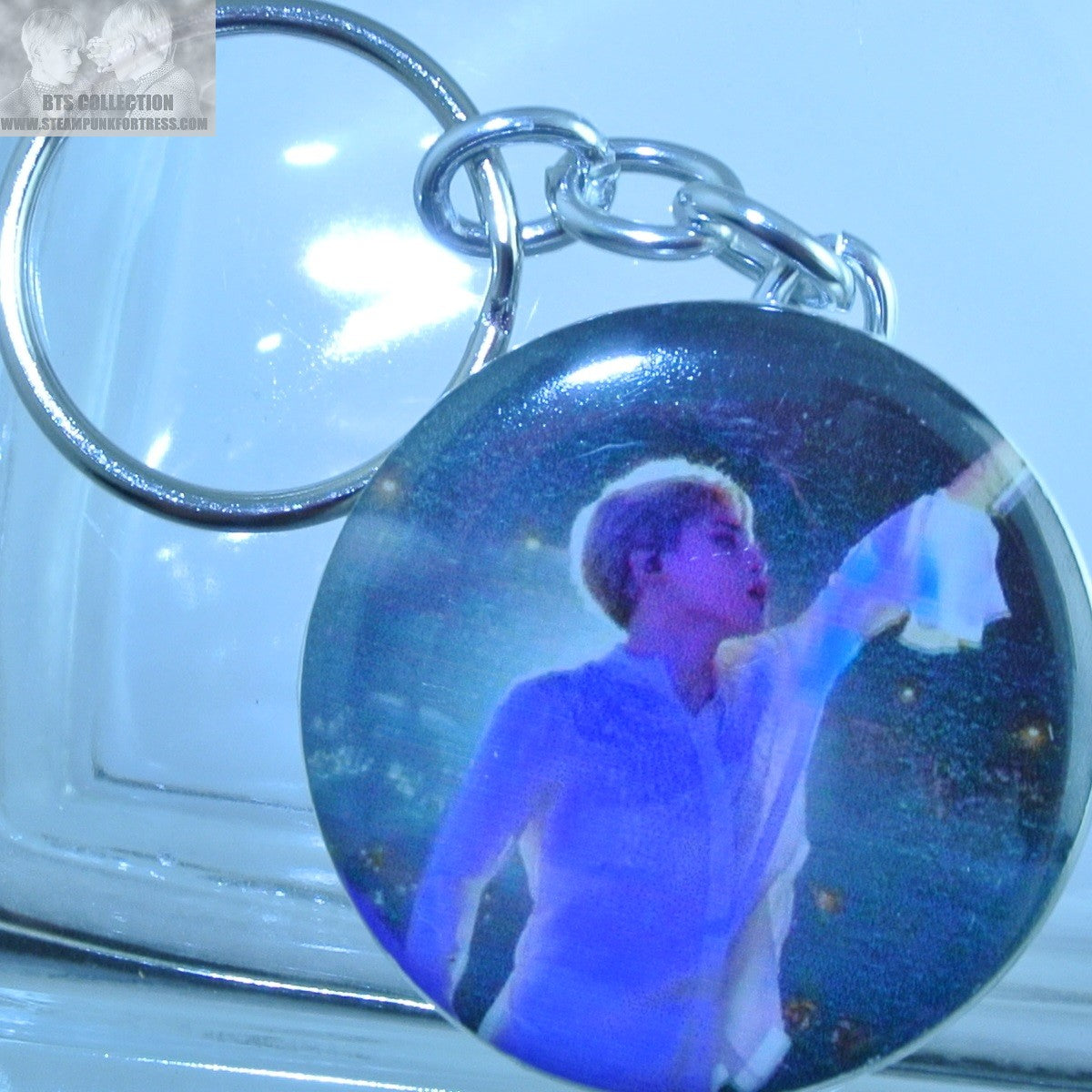 BTS BUTTON KEYCHAIN KEYRING PARK JIMIN BACKLIT WHITE SHEER SHIRT KEY CHAIN RING