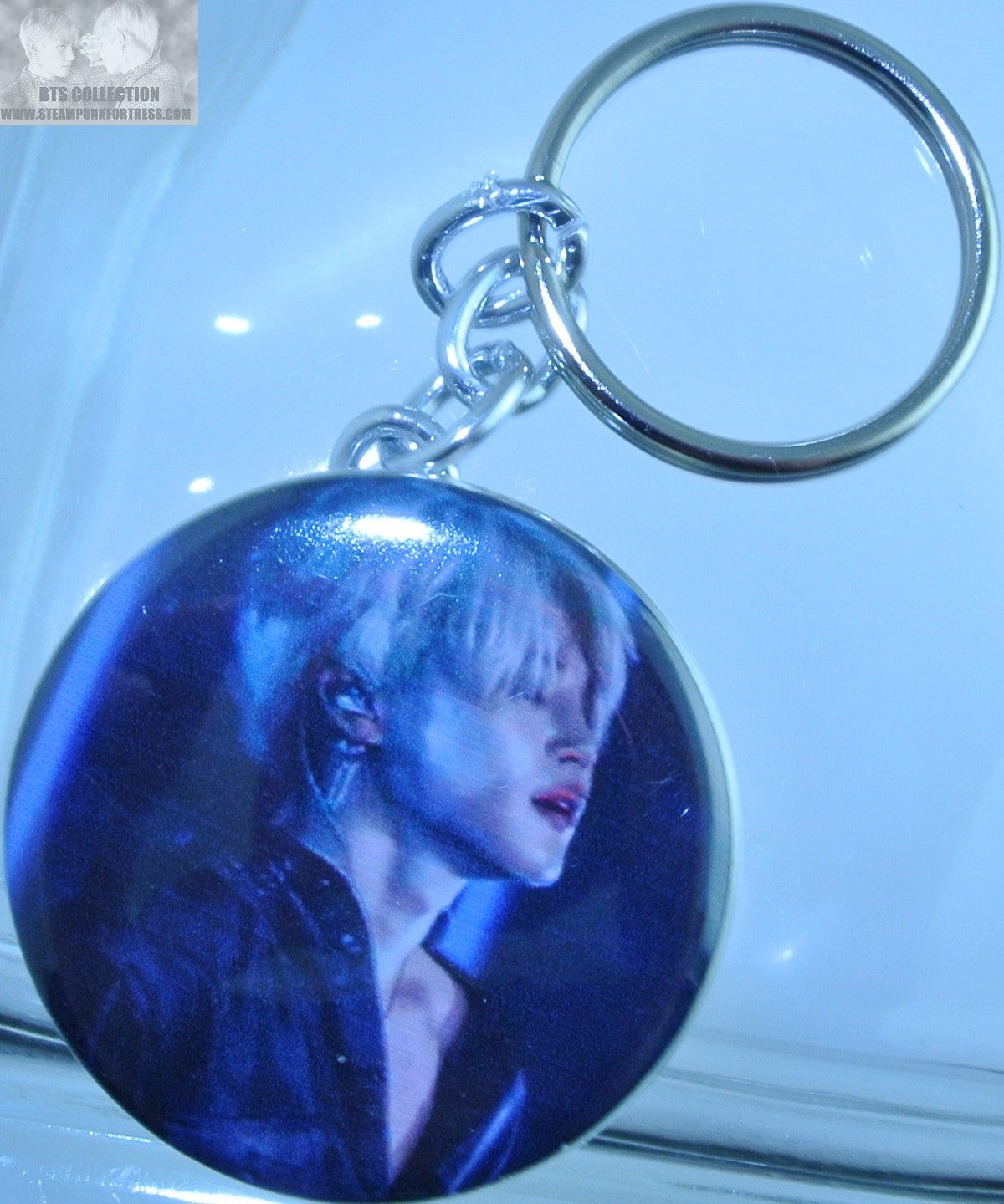 BTS BUTTON KEYCHAIN KEYRING PARK JIMIN BLACK SATIN SHIRT PROFILE KEY CHAIN RING