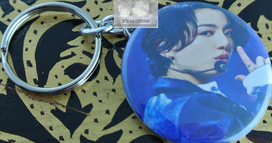 BTS BUTTON KEYCHAIN JEON JUNGKOOK BLUE VELVET BOY WITH LUV ENDING FAIRY KEYRING KEY CHAIN RING