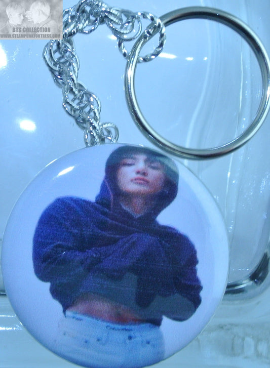 BTS BUTTON KEYCHAIN KEYRING JEON JUNGKOOK CK CALVIN KLEIN HOODIE TUMMY PEEK KEY CHAIN RING