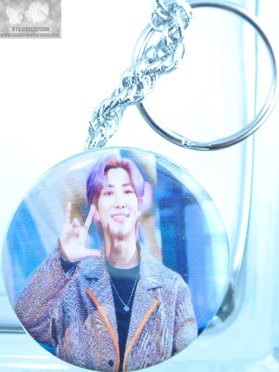 BTS BUTTON KEYCHAIN KEYRING RM KIM NAMJOON ASL I LOVE YOU PLAID JACKET KEY CHAIN RING