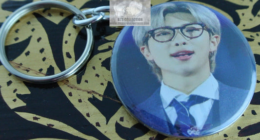 BTS BUTTON KEYCHAIN RM KIM NAMJOON GLASSES SUIT KEYRING KEY CHAIN RING