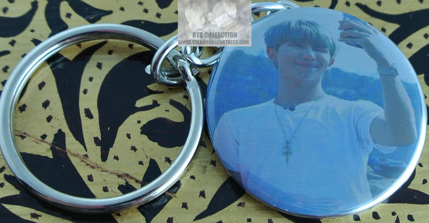 BTS BUTTON KEYCHAIN RM KIM NAMJOON SELFIE KEYRING KEY CHAIN RING