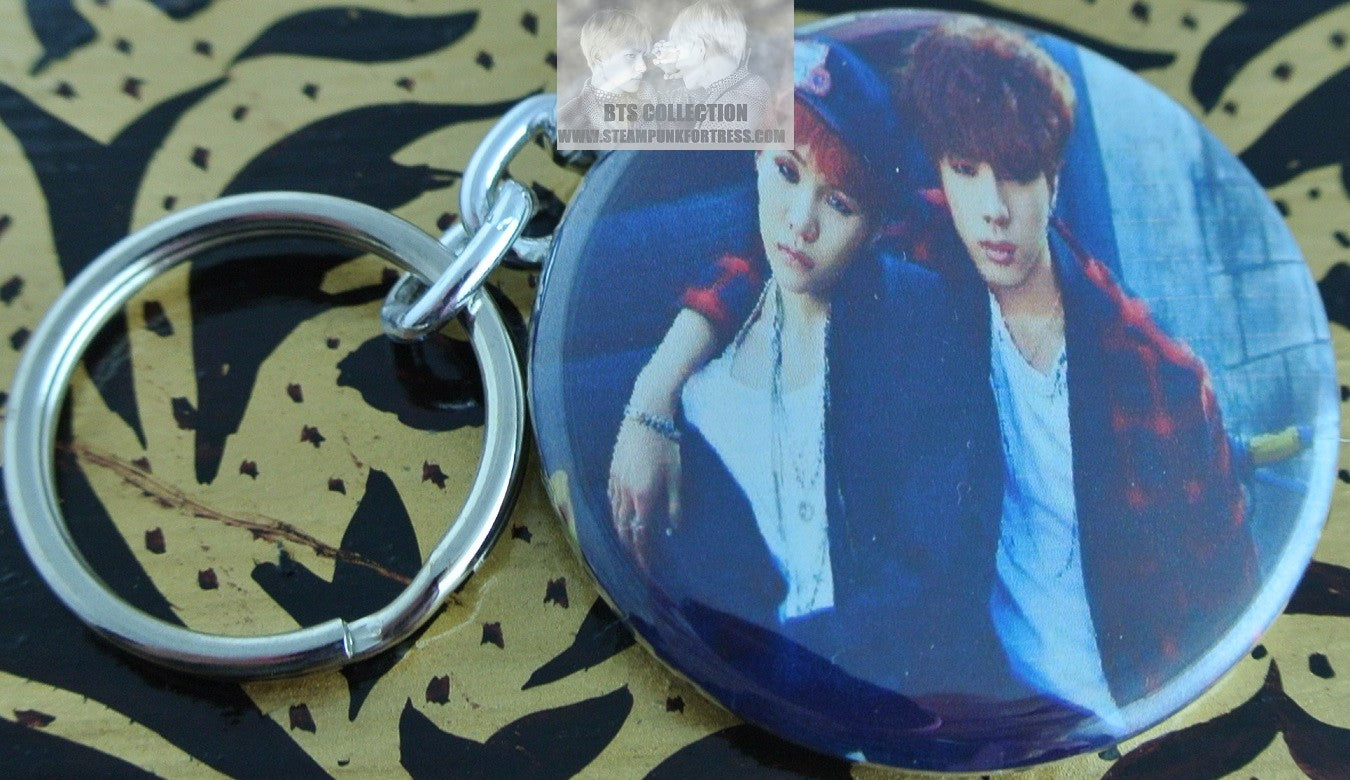 BTS BUTTON KEYCHAIN MIN YOONGI SUGA KIM SEOKJIN JIN WAR OF HORMONE KEYRING KEY CHAIN RING