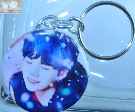 BTS BUTTON KEYCHAIN KEYRING MIN YOONGI SUGA CONFETTI KEY CHAIN RING