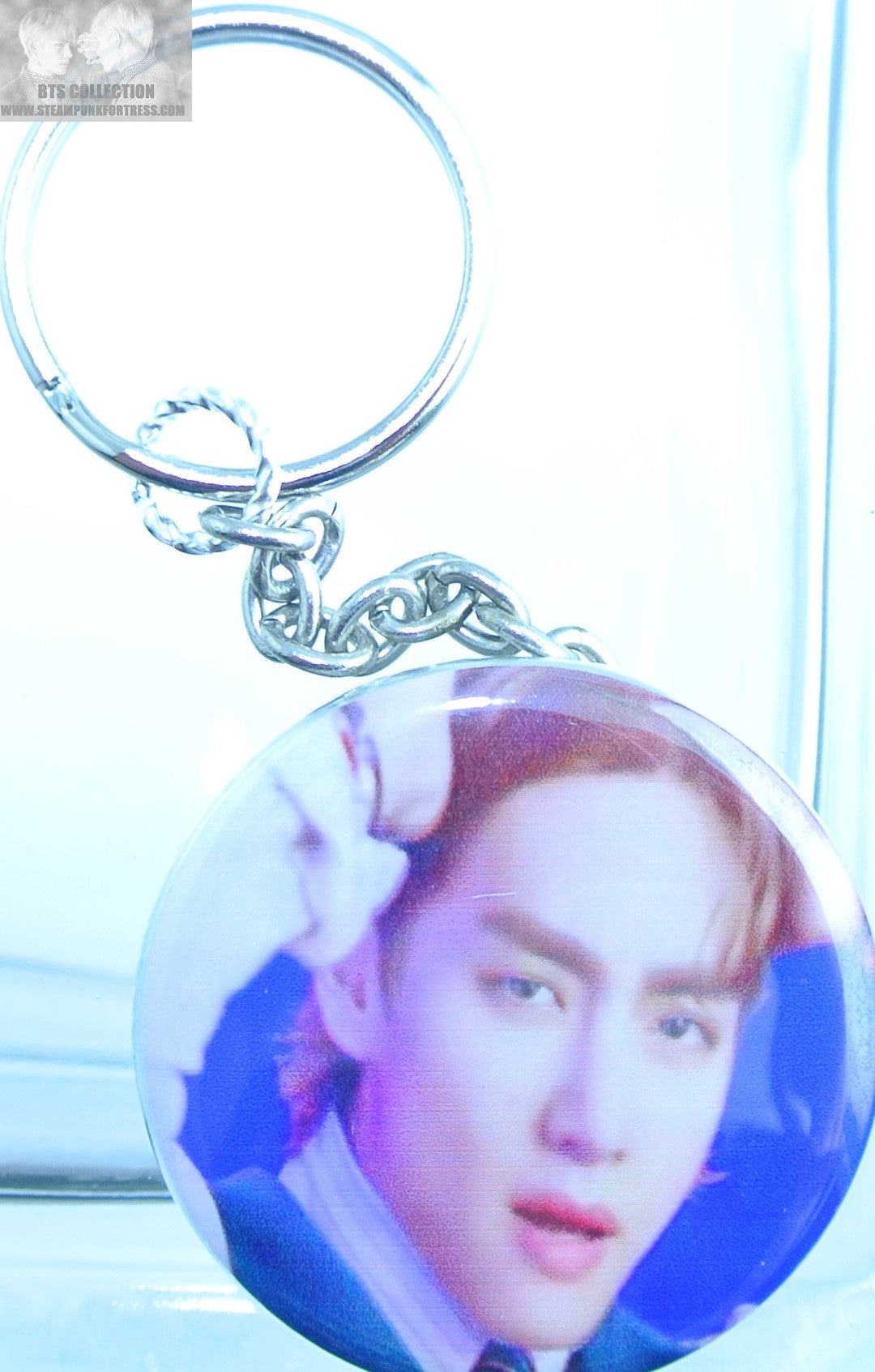 BTS BUTTON KEYCHAIN KEYRING V KIM TAEHYUNG DYNAMITE HAIR SWEEP KEY CHAIN RING