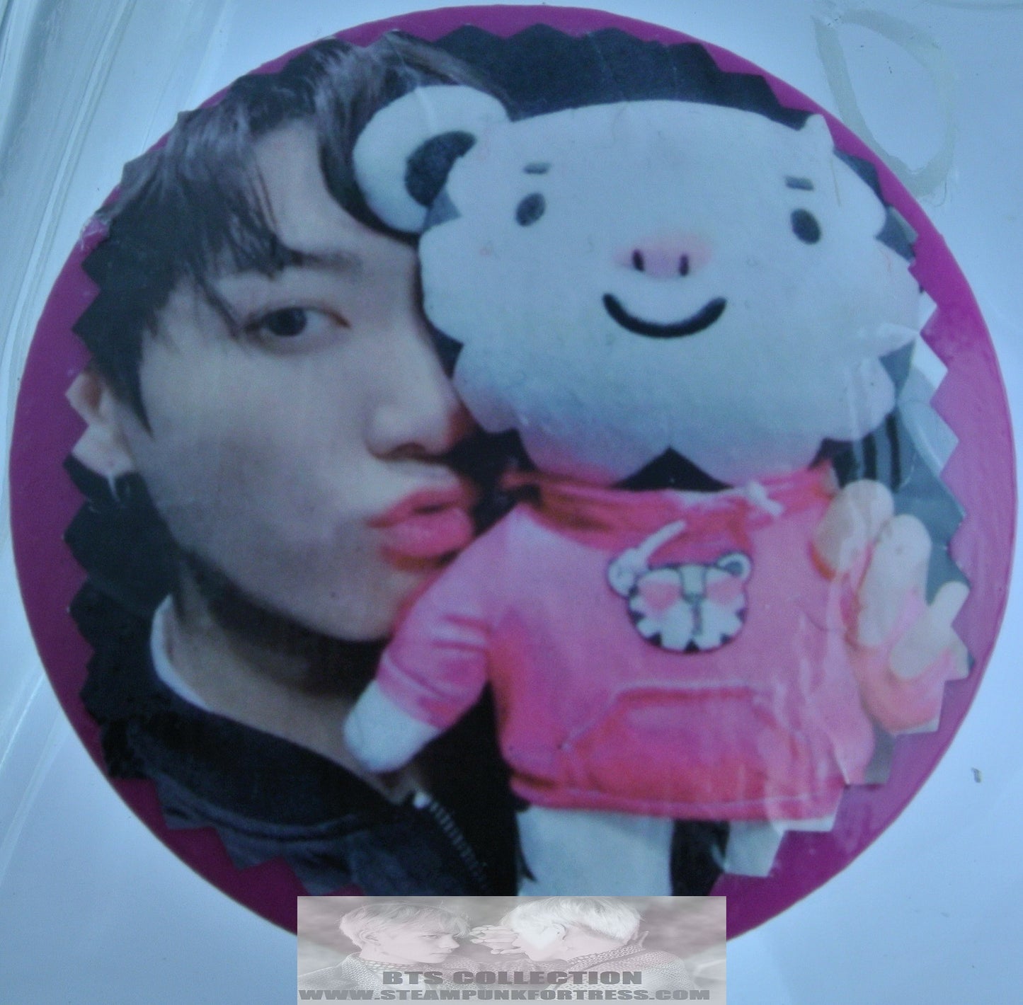 BTS JEON JUNGKOOK STUFFIE PINK 2 SIDED COMPACT MIRROR LIGHT UP