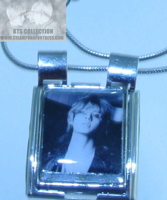 BTS NECKLACE MEGA CHARM LINK V KIM TAEHYUNG BLUE MUSIC VIDEO LAYOVER SILVER CHAIN ADJUSTABLE