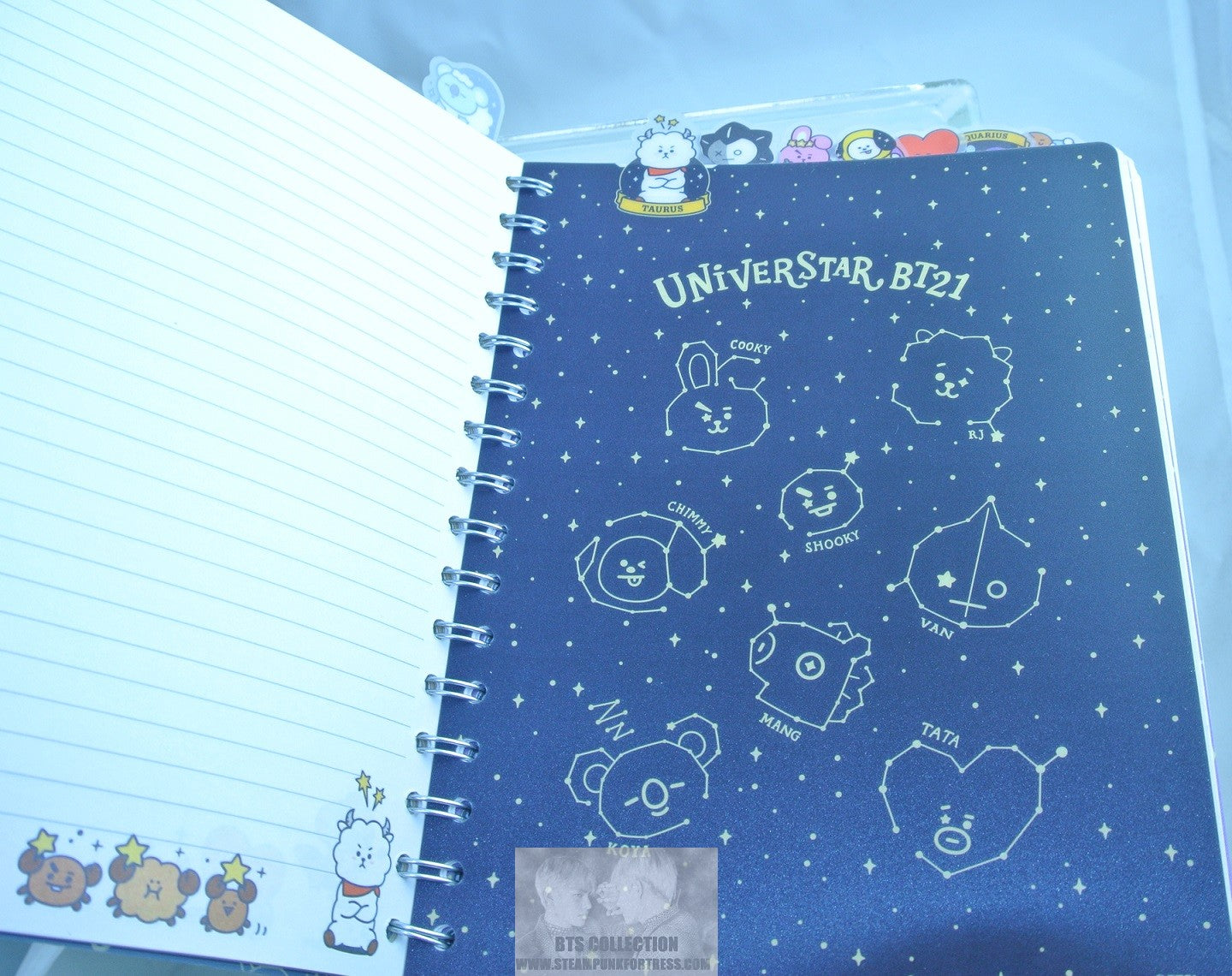 BTS NOTEBOOK JOURNAL BT21 UNIVERSE BLACK 144 LINED PAGES TOTAL SEPERATORS COOKY TATA CHIMMY KOYA MANG SHOOKY RJ