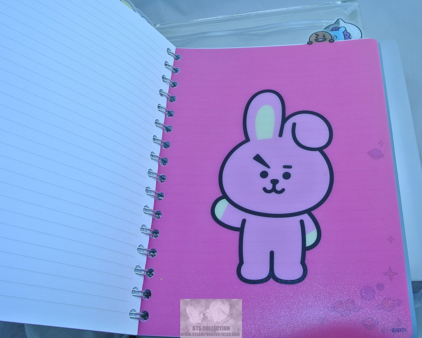 BTS NOTEBOOK JOURNAL BT21 PINK 144 LINED PAGES TOTAL SEPERATORS COOKY TATA CHIMMY KOYA MANG SHOOKY RJ