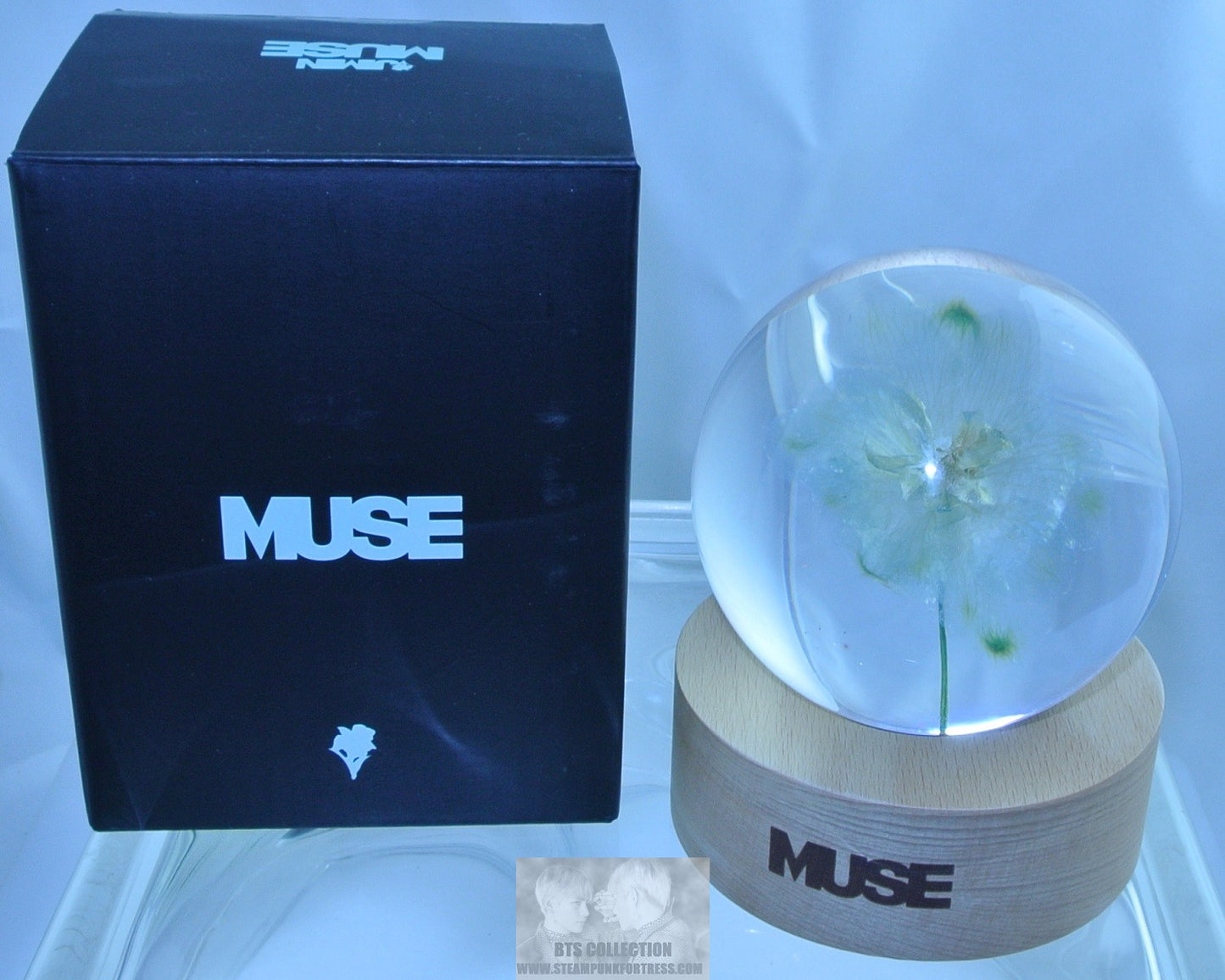 BTS PAPERWEIGHT MUSE PARK JIMIN REAL FLOWER IN ACRYLIC WOOD REST NEW OFFICIAL WEVERSE