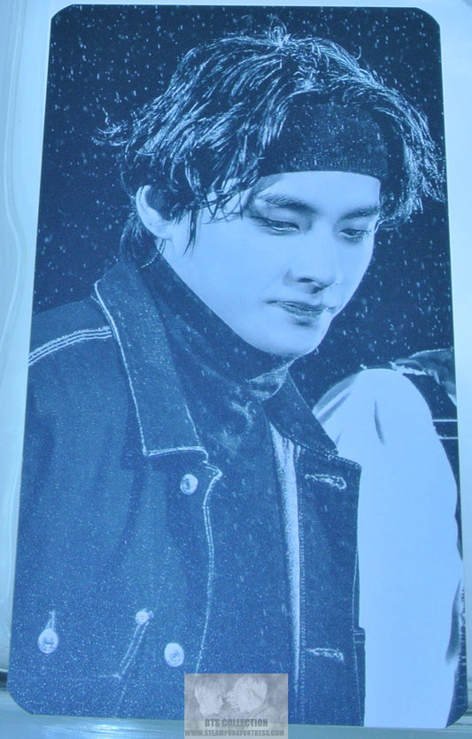 BTS PHOTOCARD V KIM TAEHYUNG REAL V FANSITE TAE TAE BLACK WHITE HEADBAND PHOTO CARD