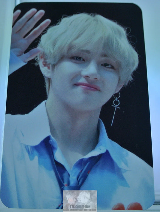 BTS PHOTOCARD V KIM TAEHYUNG NUNA V FANSITE VREATHTAKING BLOND HAIR WAVE FANSIGN