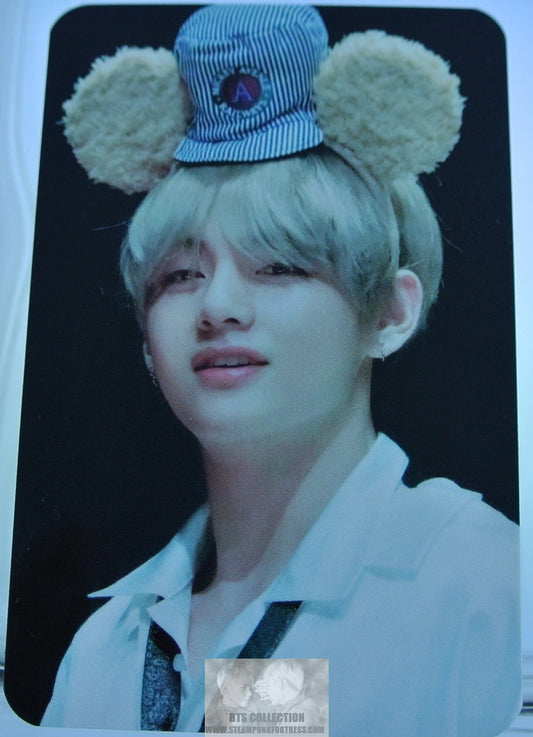 BTS PHOTOCARD V KIM TAEHYUNG NUNA V FANSITE VREATHTAKING FURRY BEAR EARS HAT HEADBAND BLOND HAIR FANSIGN