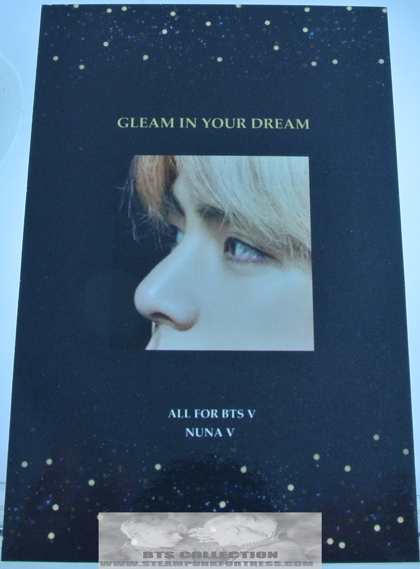 BTS V KIM TAEHYUNG FANSITE PHOTOCARD MOUTH CLOSED PROFILE GLEAM IN YOUR DREAM NUNA V PHOTO CARD