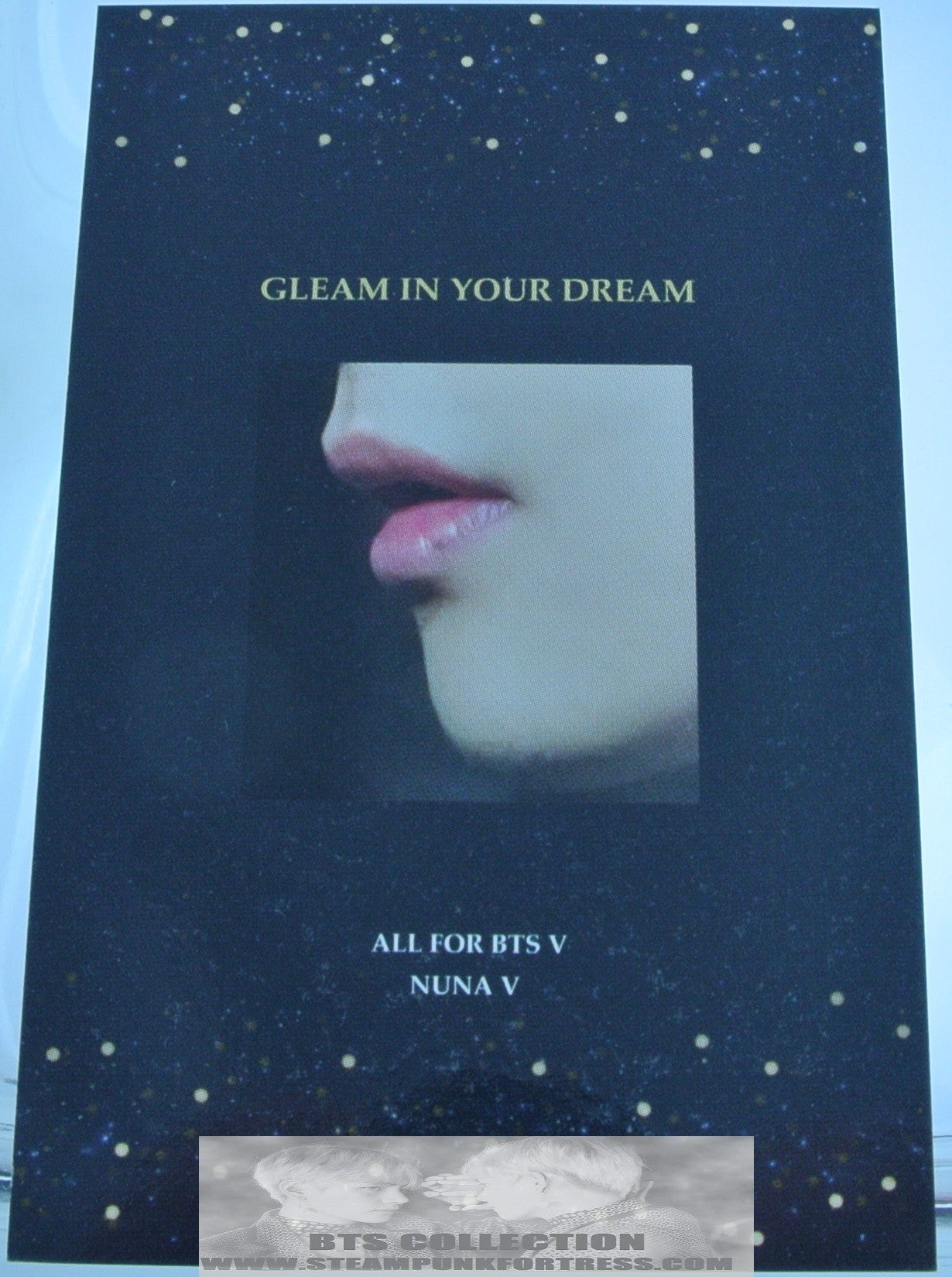 BTS V KIM TAEHYUNG FANSITE PHOTOCARD MOUTH OPEN PROFILE GLEAM IN YOUR DREAM NUNA V PHOTO CARD