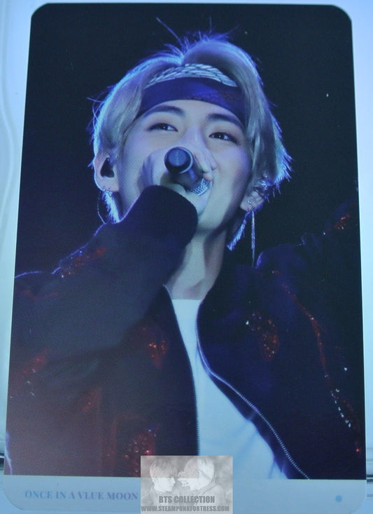 BTS PHOTOCARD V KIM TAEHYUNG VIA FANSITE RED BLACK JACKET HEADBAND ONCE IN A VLUE MOON PHOTO CARD