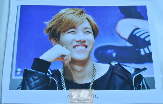 BTS PHOTO J-HOPE JUNG HOSEOK HOBI FANSIGN BLACK JACKET RED HAIR 3" X 4"