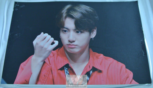 BTS PHOTO JEON JUNGKOOK FANSIGN RED SHIRT BLACK TIE FINGERNAILS 4" X 6" FANSITE