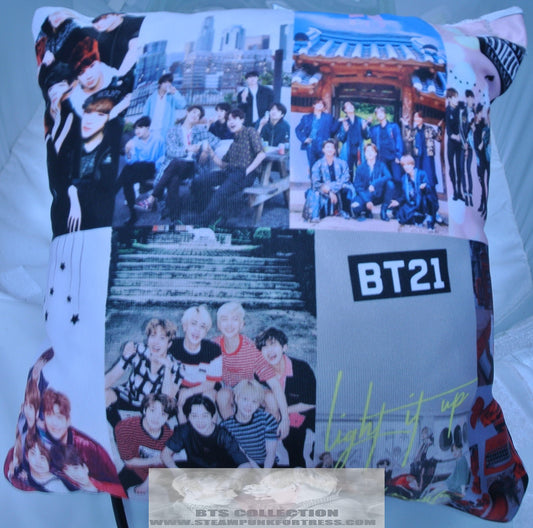 BTS PILLOW THROW CUSHION GROUP PHOTOS BT21 VAN TATA REVERESE JUNGKOOK V JIMIN RM J-HOPE SUGA JIN