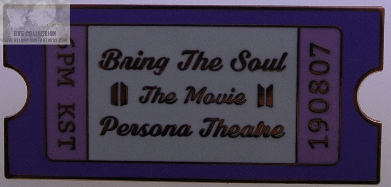 BTS ENAMEL PIN GOLD PURPLE BRING THE SOUL MOVIE TICKET JIN-STY V JUNGKOOK JIMIN JIN RM J-HOPE SUGA